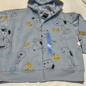 Disney Snoopy Women’s Full Zip Hoodie Embroidered Light Blue size M, L, XL NWT